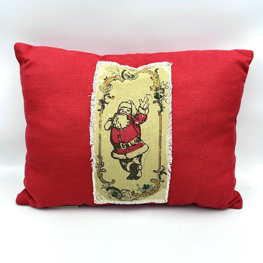 Pottery Barn Christmas Santa Claus Throw Pillow Red Vintage Style Holiday Decor